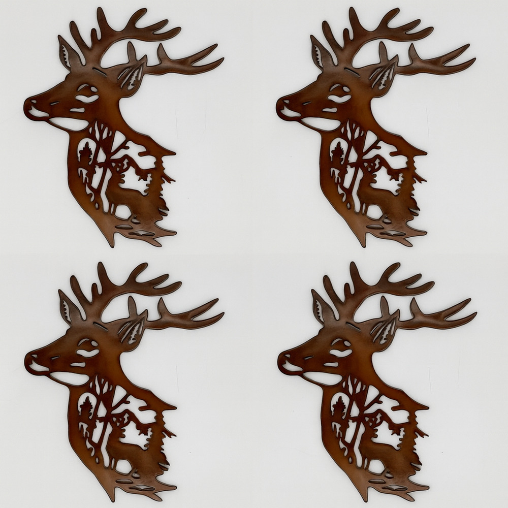 Set of 4 Handmade Resin Deer Wall Art 11x9 Rustic Cabin Decor Forest Wildlife